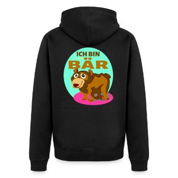 Grizzly schöner farbenfroher Bär. Ich bin ein Bär. - Unisex Premium Bio Zip Hoodie - Schwarz - Hinten - Nico (187cm)