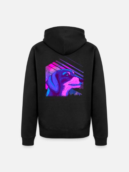 Wire-haired brown dachshund - Unisex Premium Organic Zip Hoodie - black