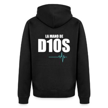 The hand of God 10 Argentina - Unisex Premium Organic Zip Hoodie - black - Back - Nico (187cm)