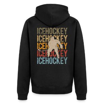 Icehockey Vintage - Eishockey Shirt - Unisex Premium Bio Zip Hoodie - Schwarz - Hinten - Nico (187cm)