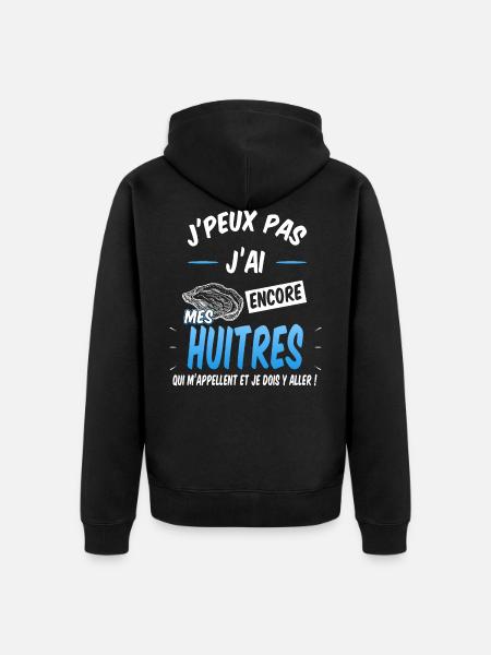 Les huitres m'appellent ostréiculteur cadeau - Veste à capuche bio Premium Unisexe - noir