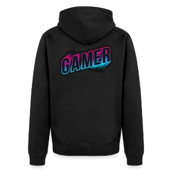 Gamer Neon 3D - Veste à capuche bio Premium Unisexe - noir - Dos - Nico (187cm)