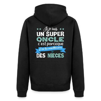 Super oncle. Cadeau famille nièce tonton humour - Veste à capuche bio Premium Unisexe - noir - Dos - Nico (187cm)