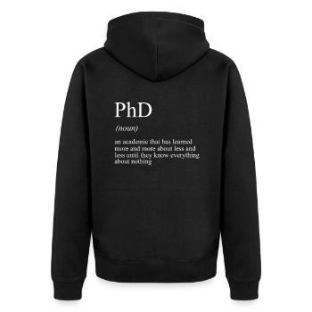 Phd Dr Gradation Doctorant PhD - Veste à capuche bio Premium Unisexe - noir - Dos - Nico (187cm)