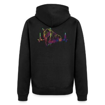 Haflinger Stute Bunt EKG Pferd Geschenk - Unisex Premium Bio Zip Hoodie - Schwarz - Hinten - Nico (187cm)