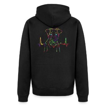 Irish Terrier colorful EKG gift - Unisex Premium Organic Zip Hoodie - black - Back - Nico (187cm)