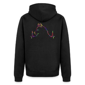 Eurasier Hund Bunt EKG Geschenk - Unisex Premium Bio Zip Hoodie - Schwarz - Hinten - Nico (187cm)