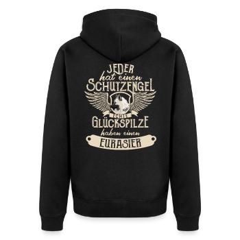 Eurasier Hund Witzige Geschenkidee - Unisex Premium Bio Zip Hoodie - Schwarz - Hinten - Nico (187cm)