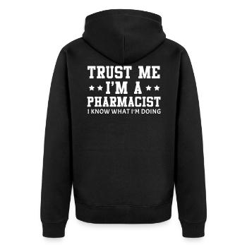 Apotheker - Vertrauen Sie mir Ich bin Apotheker - Unisex Premium Bio Zip Hoodie - Schwarz - Hinten - Nico (187cm)
