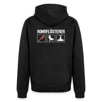 Anlagenmechaniker Installateur Klempner Sanitär - Unisex Premium Bio Zip Hoodie - Schwarz - Hinten - Nico (187cm)