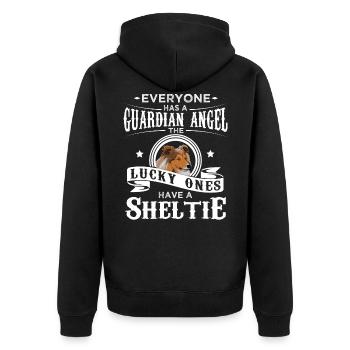 Cadeau de chien de berger Sheltie Shetland - Veste à capuche bio Premium Unisexe - noir - Dos - Nico (187cm)
