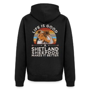 Sheltie Dog Shetland Sheepdog Cadeau - Veste à capuche bio Premium Unisexe - noir - Dos - Nico (187cm)