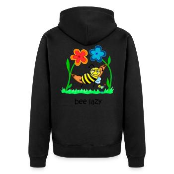bee lazy, faule Biene, süße Biene, lustige Tiere - Unisex Premium Bio Zip Hoodie - Schwarz - Hinten - Nico (187cm)