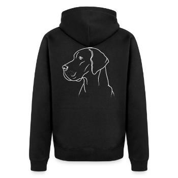 Deutsche Dogge Geschenk Hund - Unisex Premium Bio Zip Hoodie - Schwarz - Hinten - Nico (187cm)