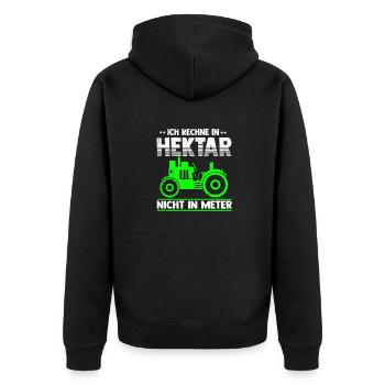 Landwirt - Unisex Premium Bio Zip Hoodie - Schwarz - Hinten - Nico (187cm)