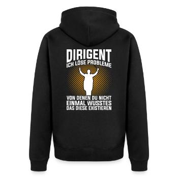Retro Chorleiter Dirigent - Unisex Premium Bio Zip Hoodie - Schwarz - Hinten - Nico (187cm)