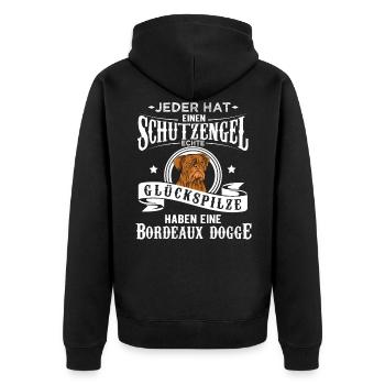 Bordeaux Dogge Hund Geschenk - Unisex Premium Bio Zip Hoodie - Schwarz - Hinten - Nico (187cm)
