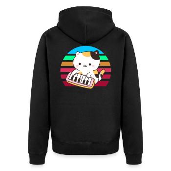 Piano keyboard cat sunset - Unisex Premium Organic Zip Hoodie - black - Back - Nico (187cm)