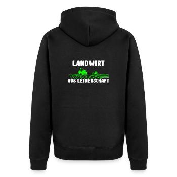 Landwirt aus Leidenschaft - Unisex Premium Bio Zip Hoodie - Schwarz - Hinten - Nico (187cm)