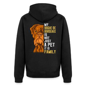 Bordeaux Dogge Hund Familie Geschenk - Unisex Premium Bio Zip Hoodie - Schwarz - Hinten - Nico (187cm)