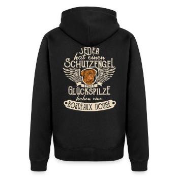 Bordeaux Dogge Hund Witzig Schutzengel Geschenk - Unisex Premium Bio Zip Hoodie - Schwarz - Hinten - Nico (187cm)