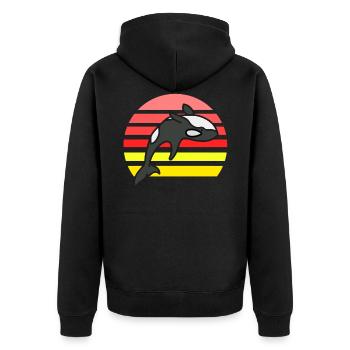 Orca coucher de soleil rétro - Veste à capuche bio Premium Unisexe - noir - Dos - Nico (187cm)