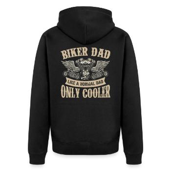 Moto père cadeau de la fête des pères - Veste à capuche bio Premium Unisexe - noir - Dos - Nico (187cm)