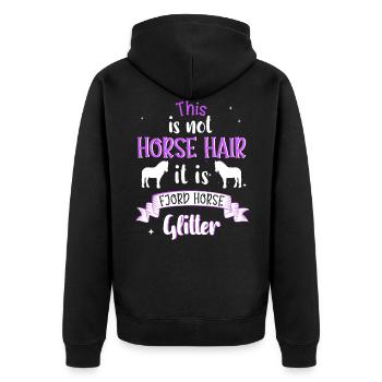 Fjordpferd Glitzer Norweger Geschenk Reiterin - Unisex Premium Bio Zip Hoodie - Schwarz - Hinten - Nico (187cm)