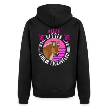 Fjordpferd Fjordi Geschenkidee Fjordpony - Unisex Premium Bio Zip Hoodie - Schwarz - Hinten - Nico (187cm)