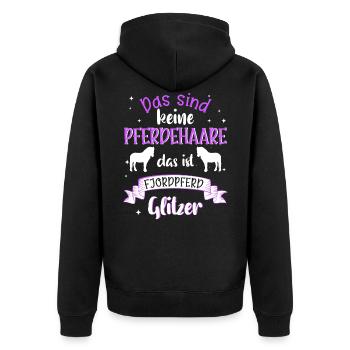 Fjordpferd Fjordi Geschenk Fjordpony - Unisex Premium Bio Zip Hoodie - Schwarz - Hinten - Nico (187cm)