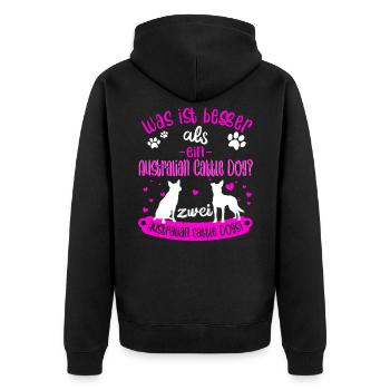 Zwei Australian Cattle Dogs Spruch - Unisex Premium Bio Zip Hoodie - Schwarz - Hinten - Nico (187cm)