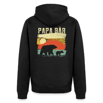 Papa Bär - Unisex Premium Bio Zip Hoodie - Schwarz - Hinten - Nico (187cm)