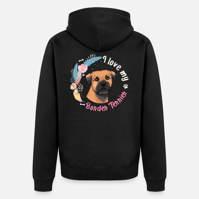 Border Terrier - Unisex Premium Bio Zip Hoodie - Schwarz