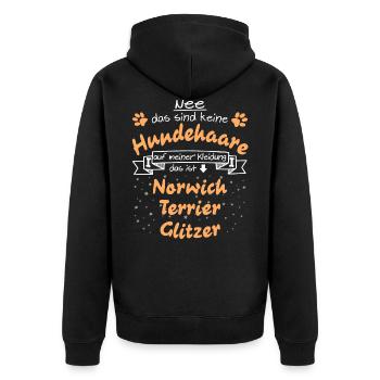 Hundeglitzer Norwich Terrier - Unisex Premium Bio Zip Hoodie - Schwarz - Hinten - Nico (187cm)
