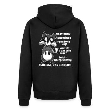 Waschbär süße lustige Waldtier Sprüche und Bilder - Unisex Premium Bio Zip Hoodie - Schwarz - Hinten - Nico (187cm)