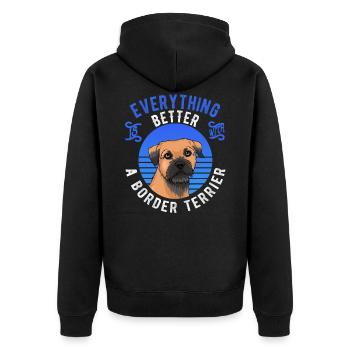 Cadeau de chien drôle de border terrier - Veste à capuche bio Premium Unisexe - noir - Dos - Nico (187cm)
