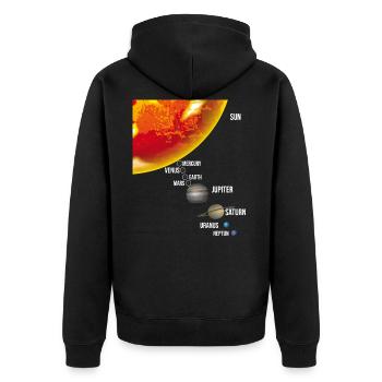 Notre système solaire planet ratio de taille - Veste à capuche bio Premium Unisexe - noir - Dos - Nico (187cm)