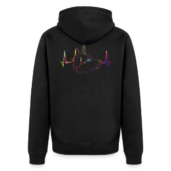 EKG d'art de ligne de chien de bétail australien coloré - Veste à capuche bio Premium Unisexe - noir - Dos - Nico (187cm)