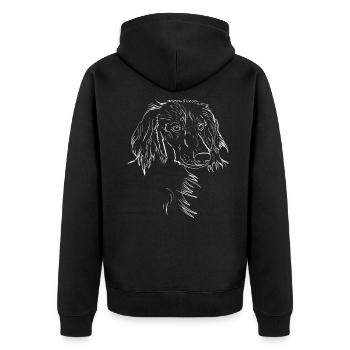 Cadeau d'art de ligne de chien de teckel à poil long - Veste à capuche bio Premium Unisexe - noir - Dos - Nico (187cm)