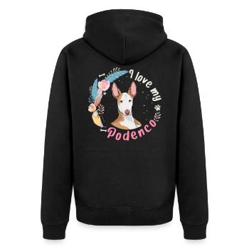 J'adore mon cadeau de chien Podenco - Veste à capuche bio Premium Unisexe - noir - Dos - Nico (187cm)
