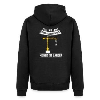 Kran - Unisex Premium Bio Zip Hoodie - Schwarz - Hinten - Nico (187cm)