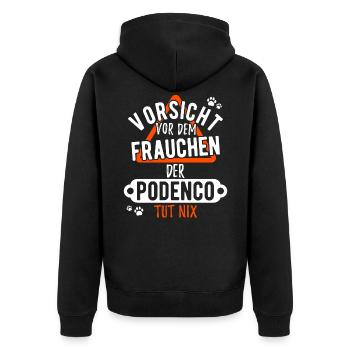 Lustiges Podenco Hund Geschenk Frauchen - Unisex Premium Bio Zip Hoodie - Schwarz - Hinten - Nico (187cm)