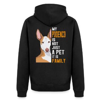 Famille cadeau chien Podenco - Veste à capuche bio Premium Unisexe - noir - Dos - Nico (187cm)