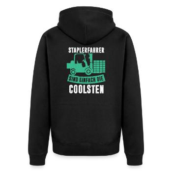 Staplerfahrer sind die Coolsten Stapler Logistik - Unisex Premium Bio Zip Hoodie - Schwarz - Hinten - Nico (187cm)