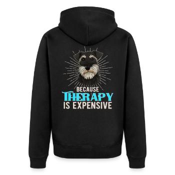 Zwergschnauzer Geschenk - Unisex Premium Bio Zip Hoodie - Schwarz - Hinten - Nico (187cm)