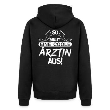 Ärztin - Unisex Premium Bio Zip Hoodie - Schwarz - Hinten - Nico (187cm)