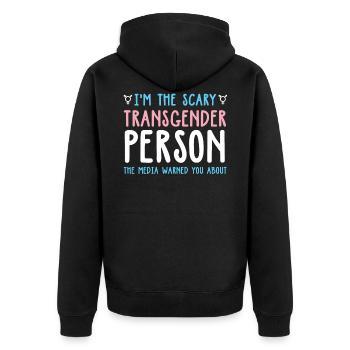 Une personne transgenre effrayante a été mise en garde par les médias - Veste à capuche bio Premium Unisexe - noir - Dos - Nico (187cm)