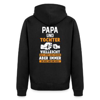 Vater Tochter Bonuspapa - Unisex Premium Bio Zip Hoodie - Schwarz - Hinten - Nico (187cm)