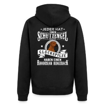 Rhodesian Ridgeback - Unisex Premium Bio Zip Hoodie - Schwarz - Hinten - Nico (187cm)