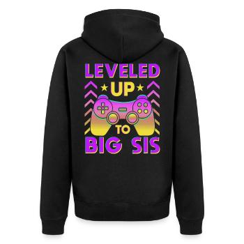 Ich werde grosse Schwester - Unisex Premium Bio Zip Hoodie - Schwarz - Hinten - Nico (187cm)